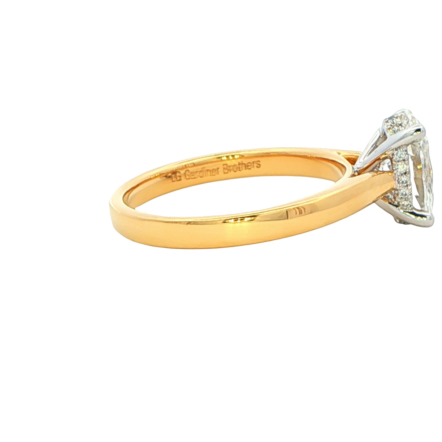 Lab grown Oval Shaped Diamond Solitaire Ring with a hidden halo - 1.59cts Gardiner Brothers