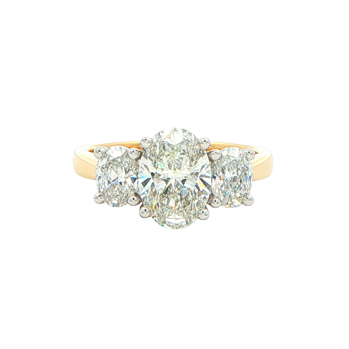 Lab Grown oval shaped diamond 3 stone ring - 2.37cts