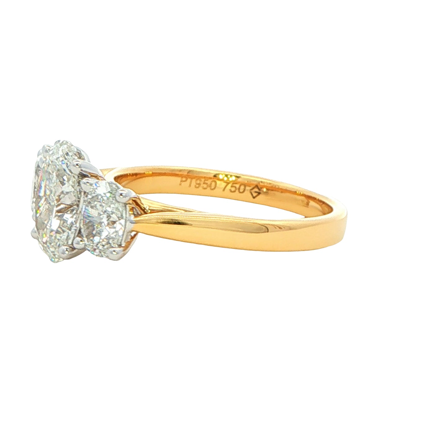 Lab Grown oval shaped diamond 3 stone ring - 2.37cts