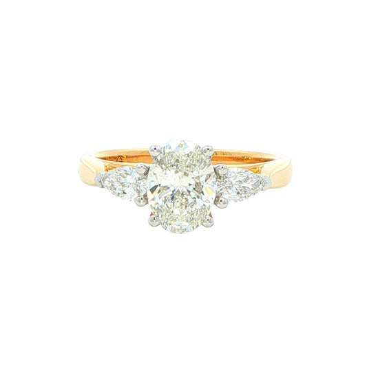 Lab grown Oval and Pear Shaped Diamond 3 Stone Ring - 1.32cts Gardiner Brothers