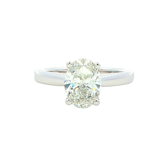Lab Grown oval shaped diamond solitaire ring with a hidden halo - 1.58cts