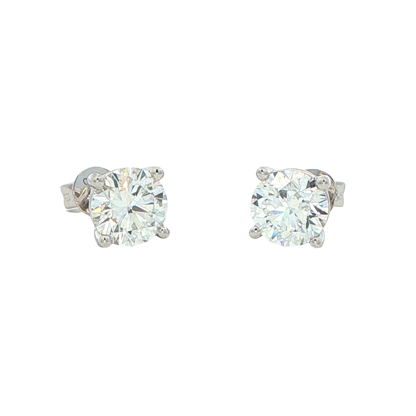 Lab Grown Round Brilliant Cut Diamond Solitaire Earrings - 2.02cts Gardiner Brothers