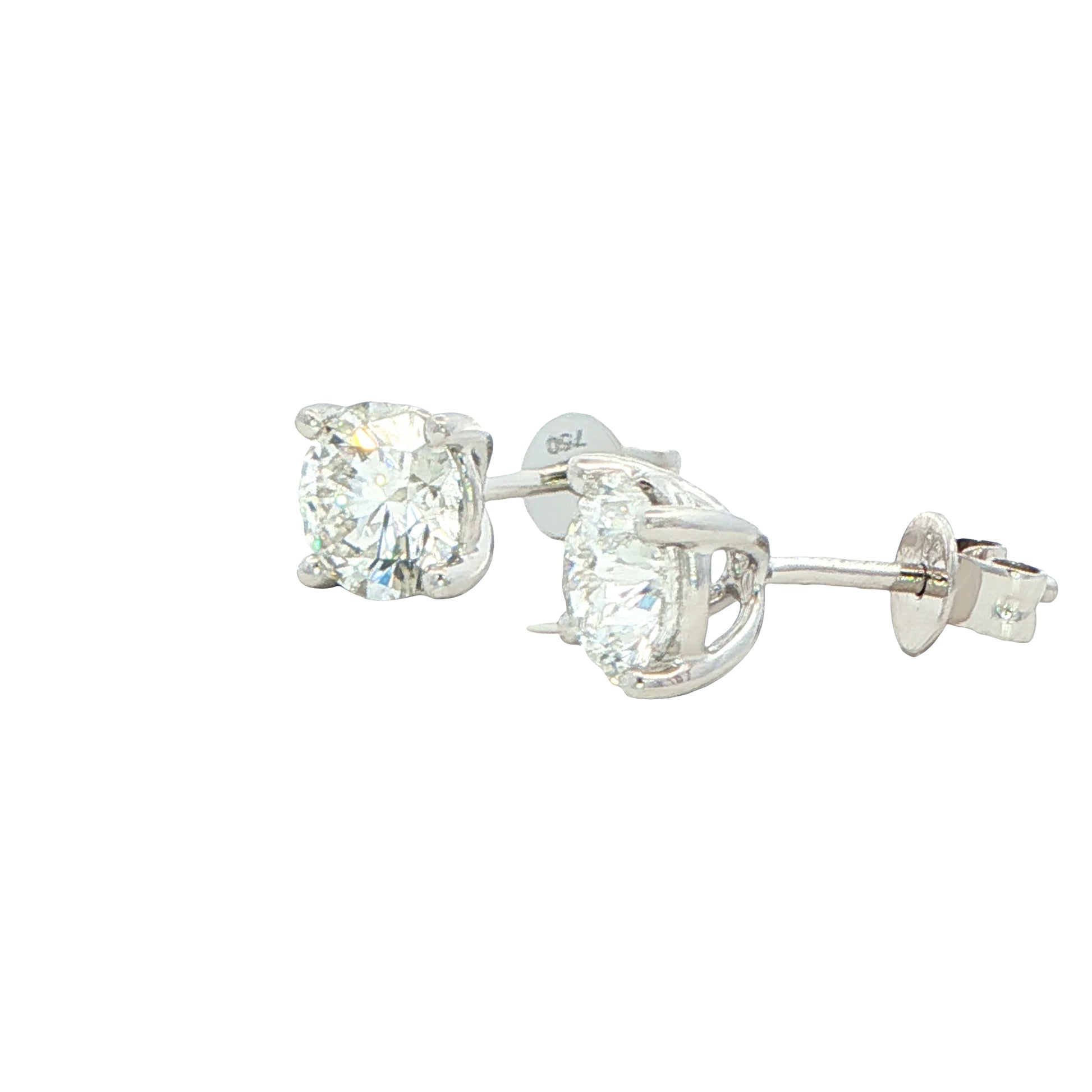 Lab Grown Round Brilliant Cut Diamond Solitaire Earrings - 2.02cts Gardiner Brothers