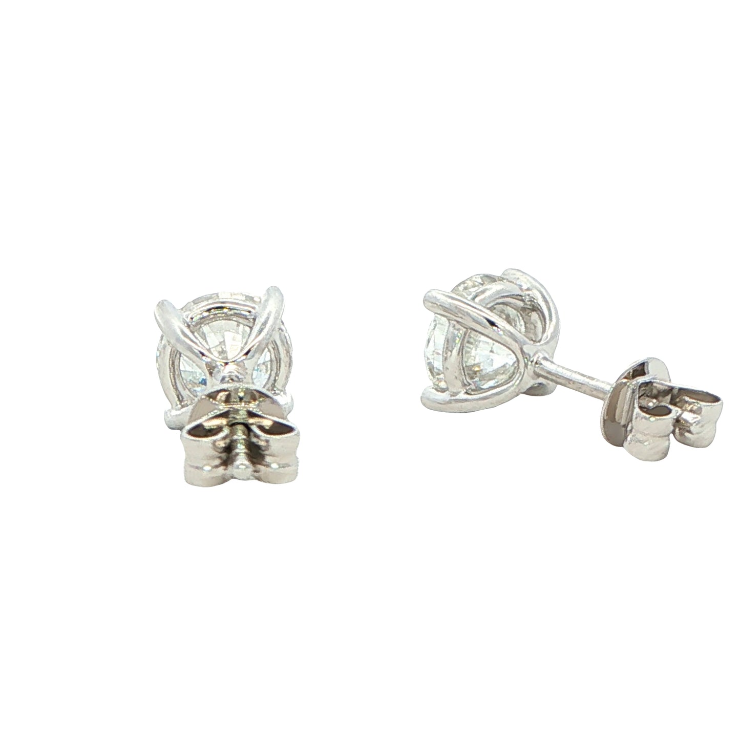 Lab Grown Round Brilliant Cut Diamond Solitaire Earrings - 2.02cts Gardiner Brothers
