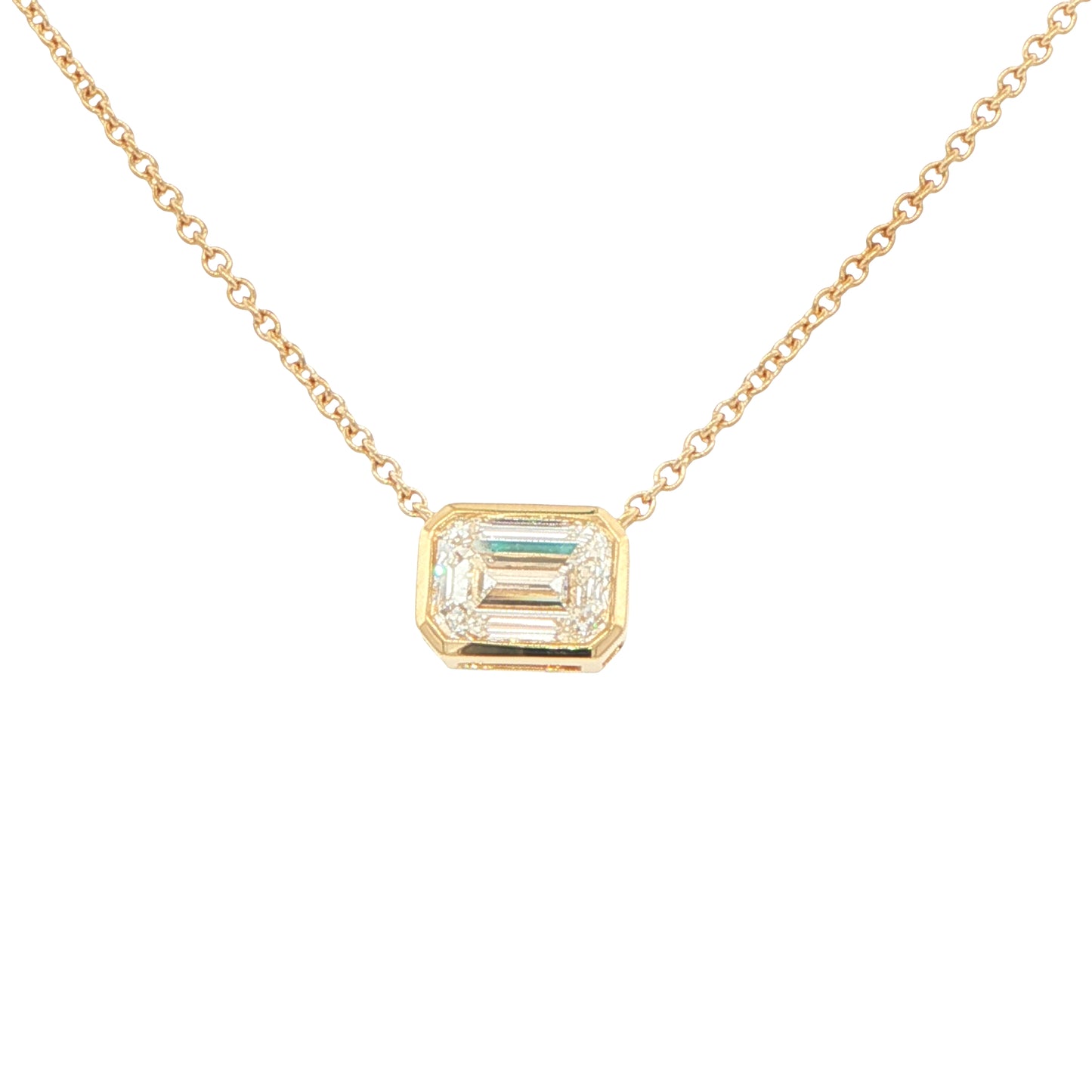 Lab Grown Emerald Cut Diamond Solitaire Necklet - 1.52cts Gardiner Brothers