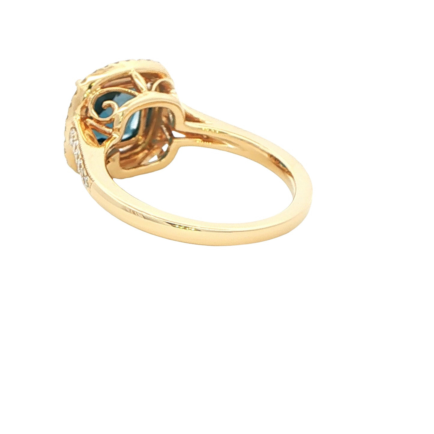 London Blue Topaz and Diamond Halo Ring Gardiner Brothers