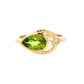 Pear shaped Peridot and round brilliant cut diamond dress ring Gardiner Brothers