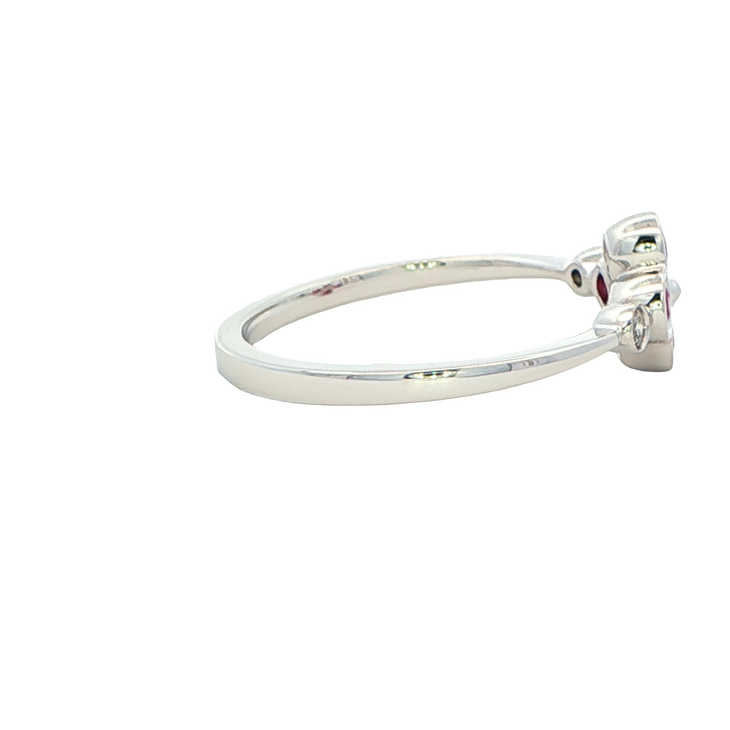 Ruby and round brilliant cut diamond flower style ring Gardiner Brothers