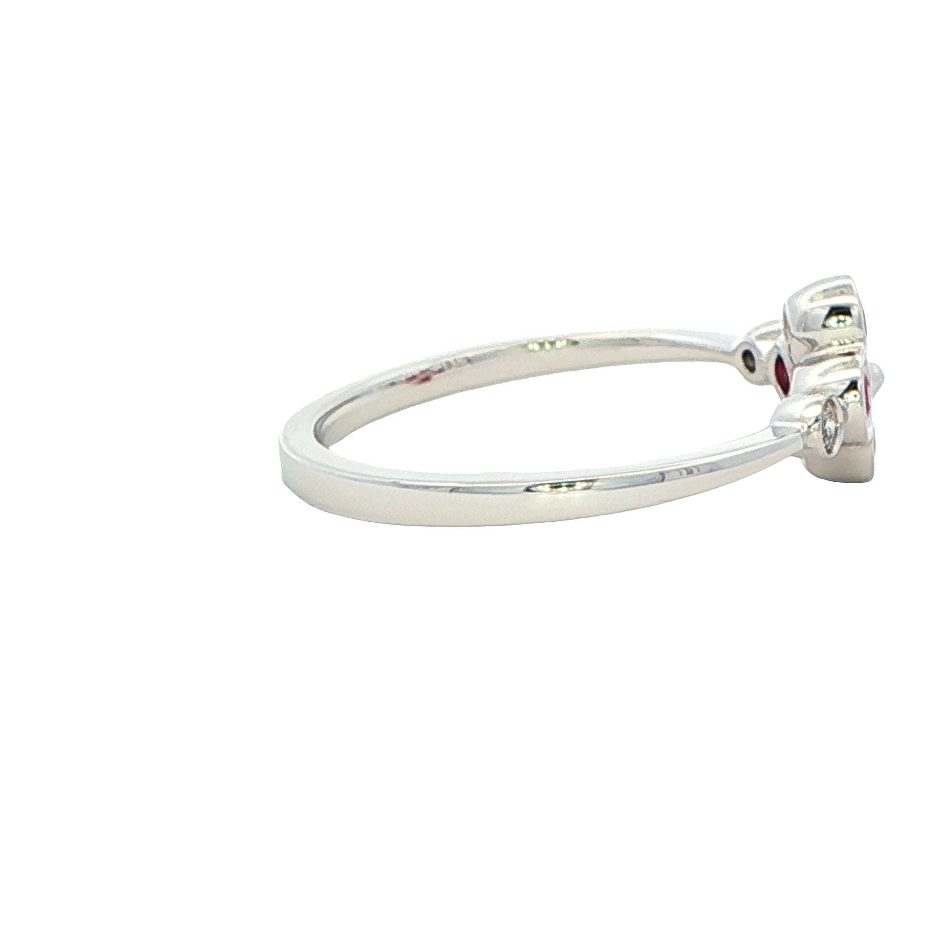 Ruby and round brilliant cut diamond flower style ring Gardiner Brothers