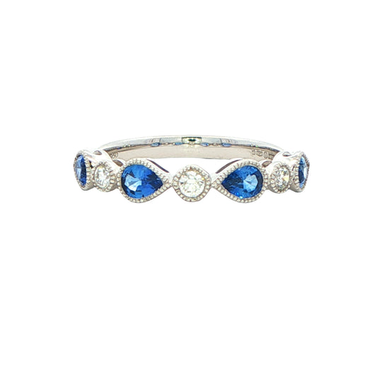 Sapphire and Diamond Vintage Style Eternity Ring Gardiner Brothers