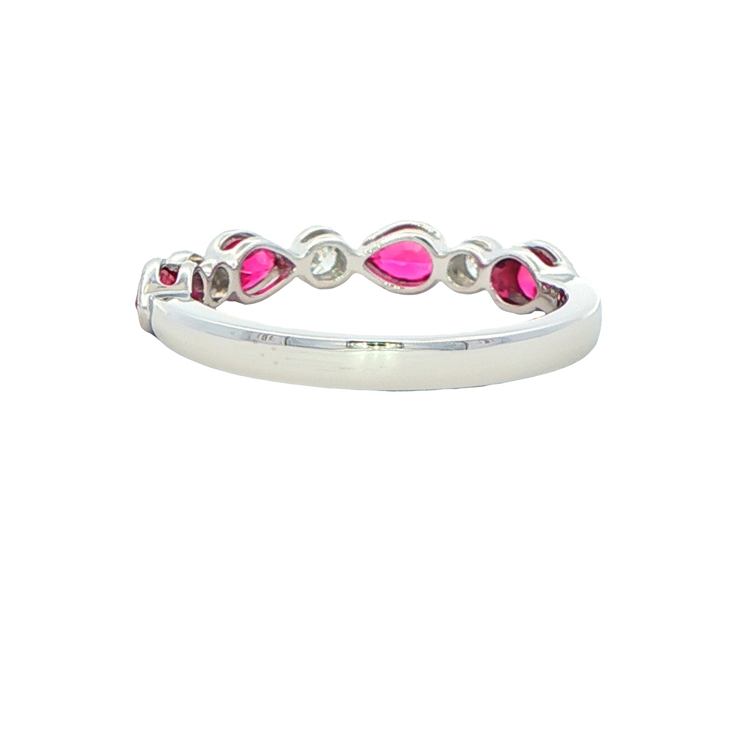 Pear Shaped Ruby and round brilliant cut diamond ring