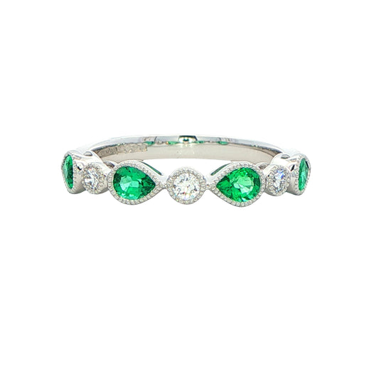 Emerald and Diamond Vintage Style Eternity Ring Gardiner Brothers