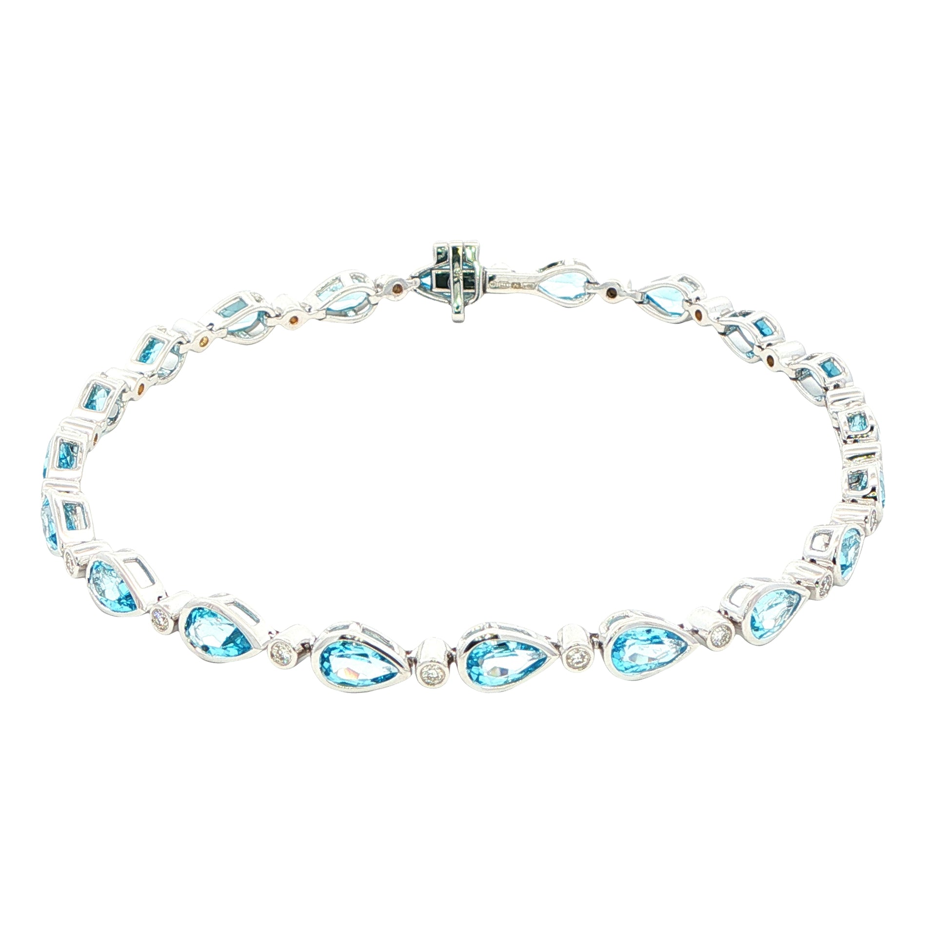 Pear Shaped Topaz and round brilliant cut diamond bracelet Gardiner Brothers