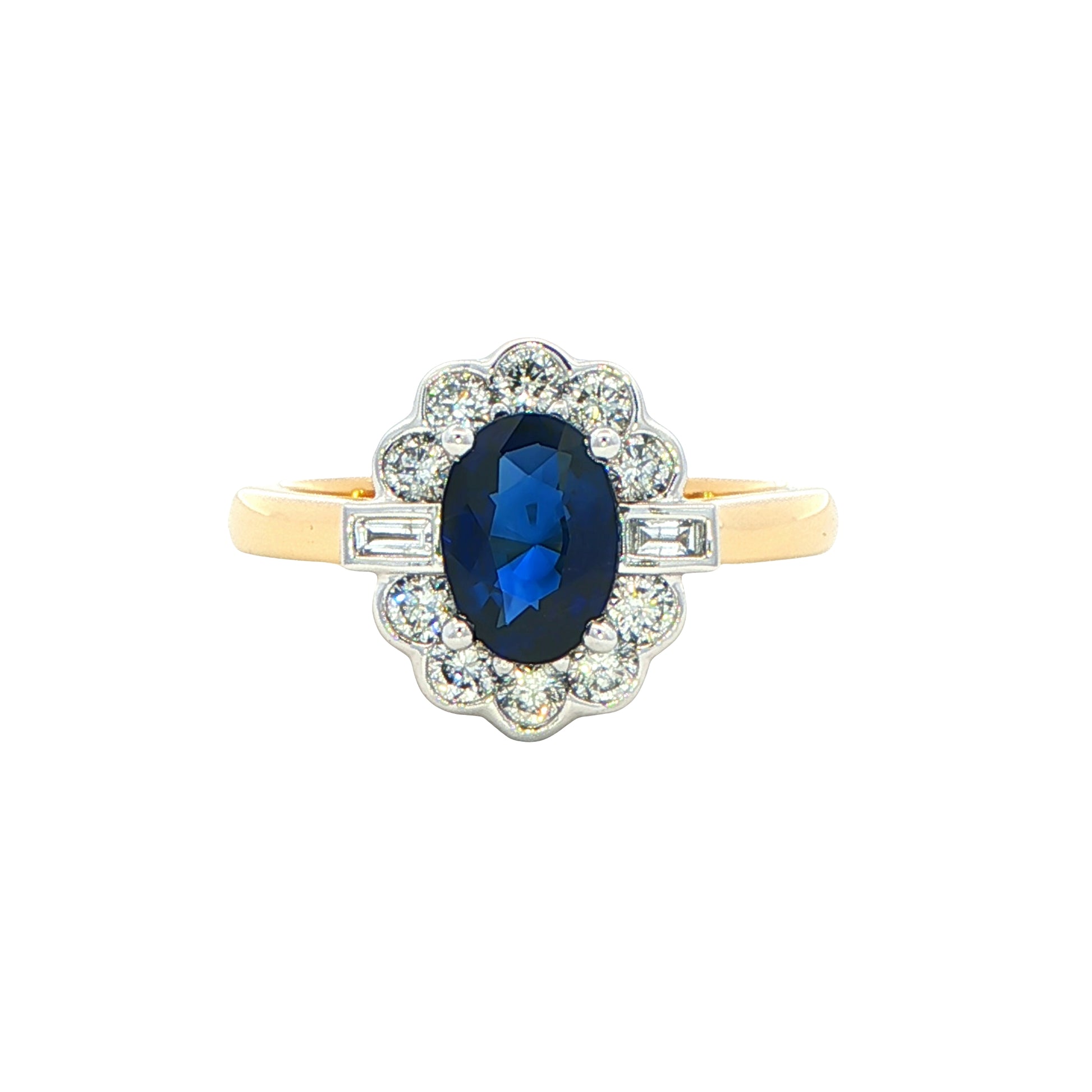 Sapphire and Diamond Fancy Cluster Style Ring Gardiner Brothers