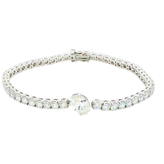 Lab Grown Oval and round brilliant cut diamond tennis bracelet - 8.00cts