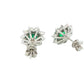 Oval shaped emerald and round brilliant cut diamond cluster style earrings