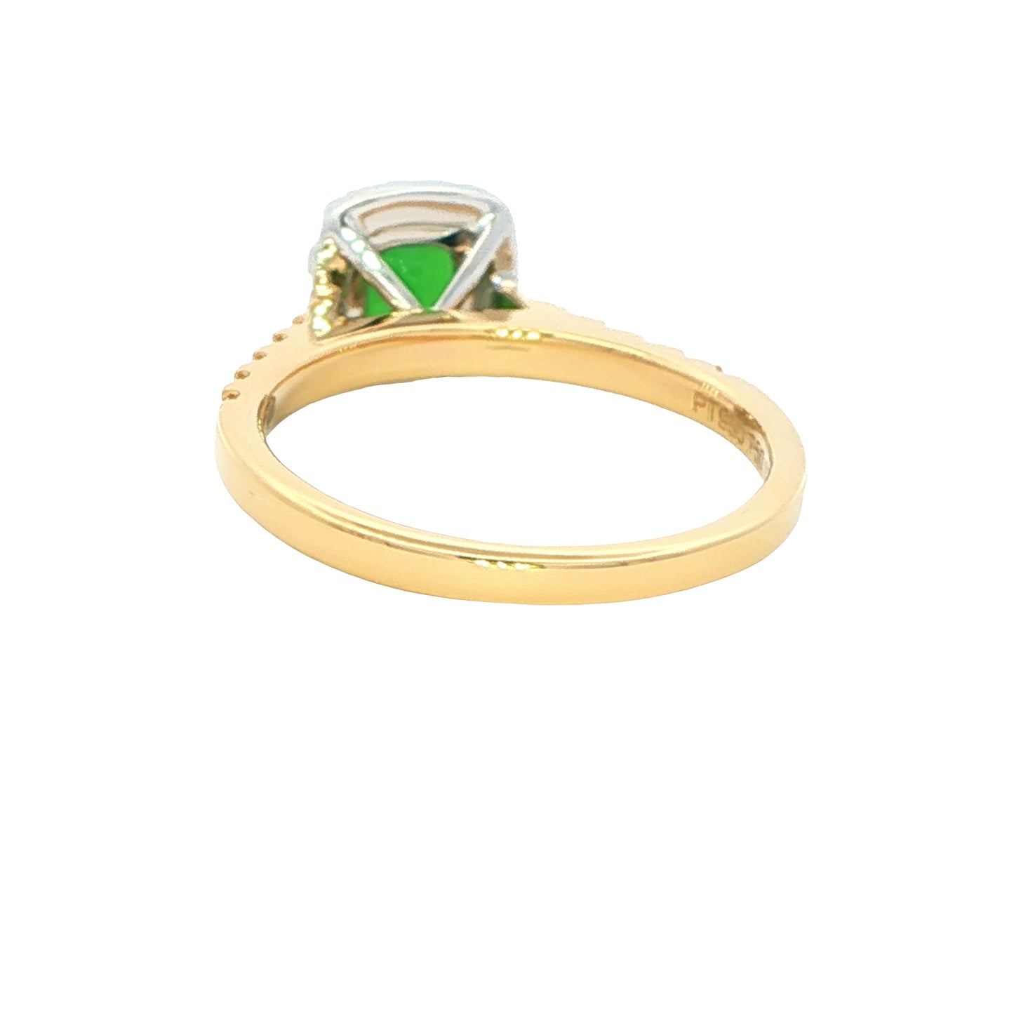 Tsavorite Garnet and round brilliant cut diamond halo cluster ring