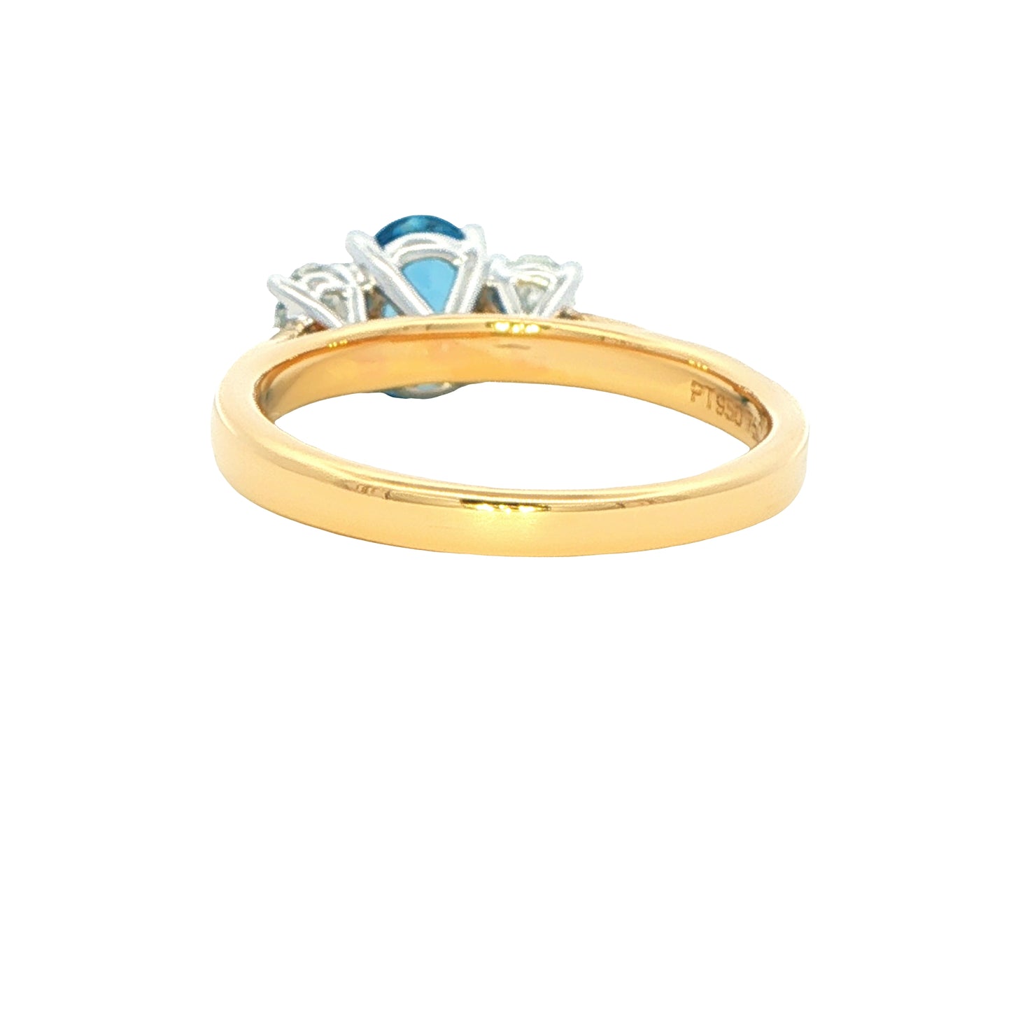 Aquamarine and diamond oval shaped 3 stone ring Gardiner Brothers