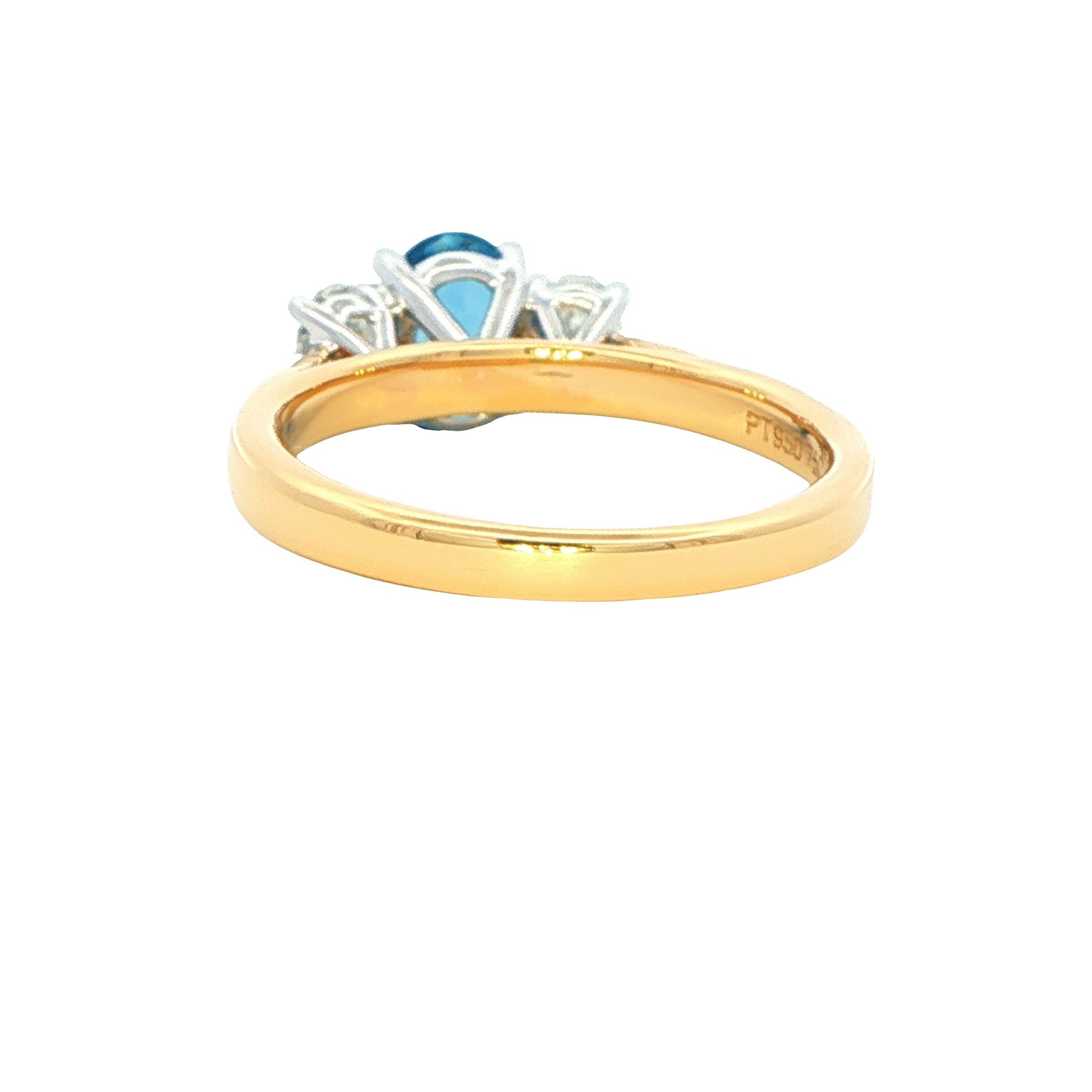 Aquamarine and diamond oval shaped 3 stone ring Gardiner Brothers
