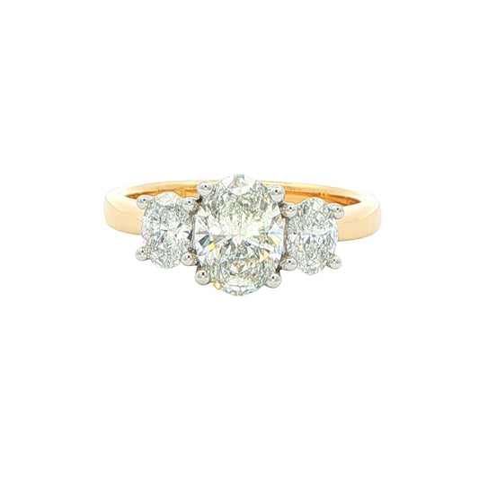 Lab Grown Oval Shaped Diamond 3 Stone Ring - 1.57cts