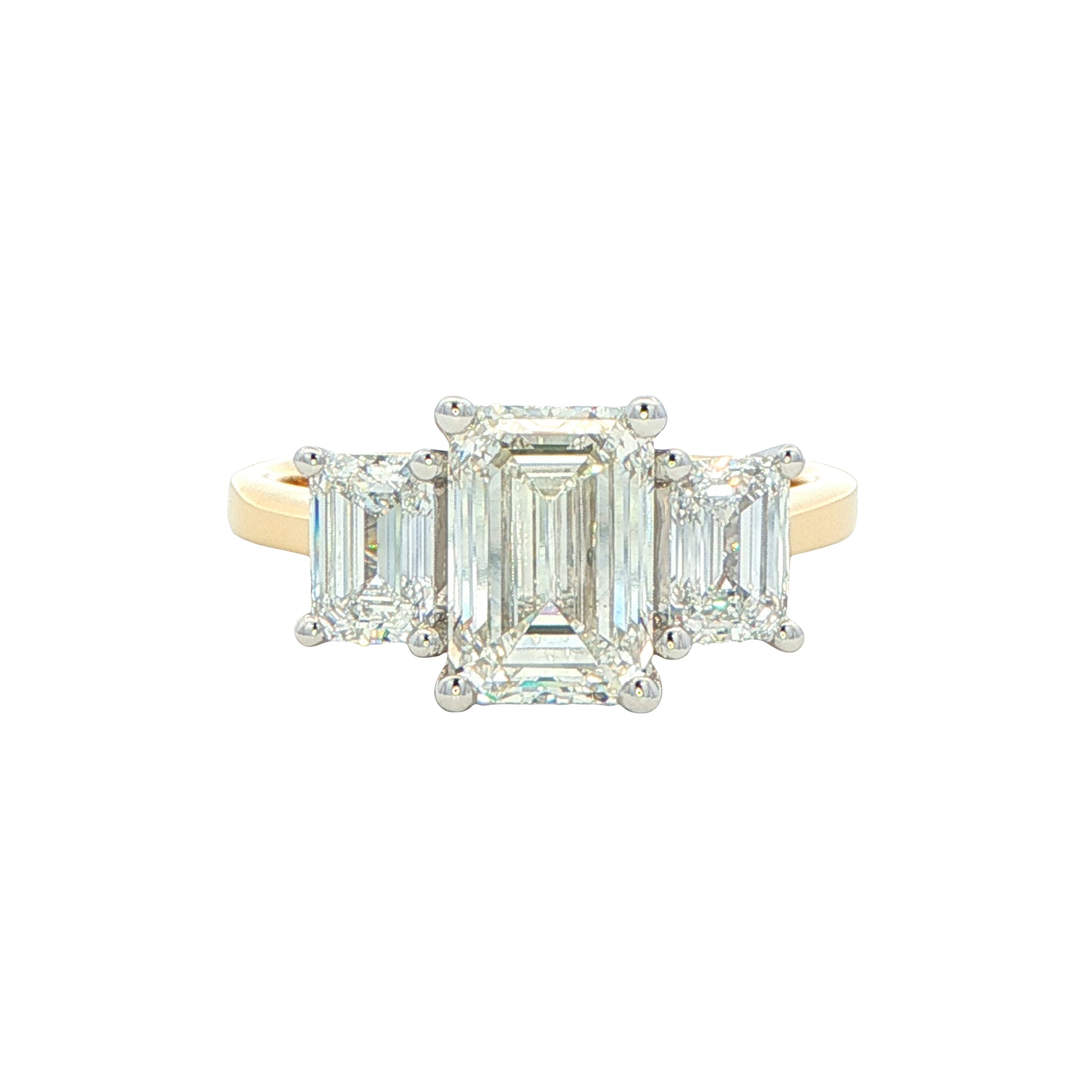 Lab Grown Emerald cut diamond 3 stone ring - 3.01cts Gardiner Brothers