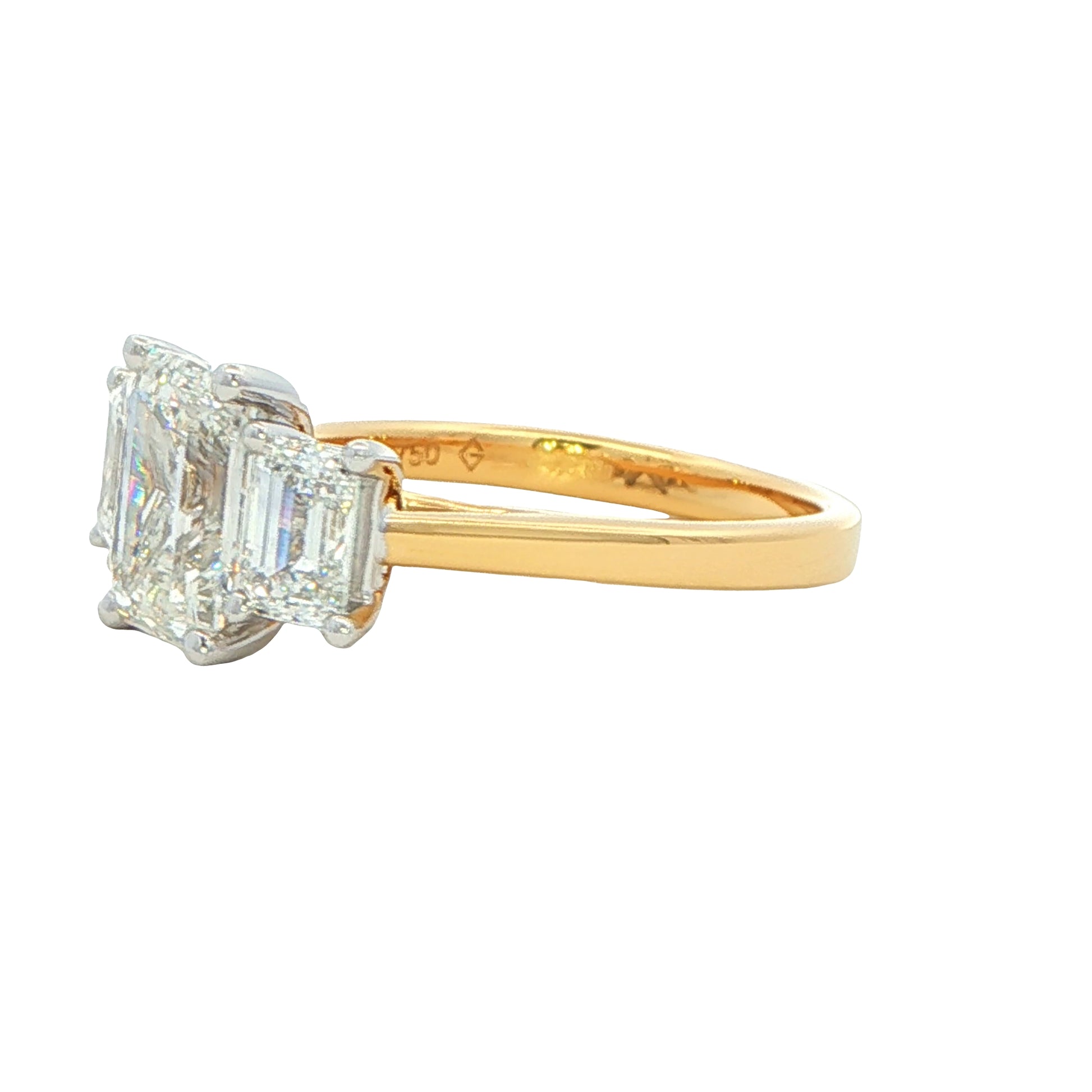 Lab Grown Emerald cut diamond 3 stone ring - 3.01cts Gardiner Brothers