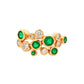 Round Emerald and round brilliant cut diamond bubble style ring