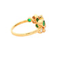 Round Emerald and round brilliant cut diamond bubble style ring