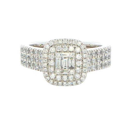 Round Brilliant and Baguette Cut Diamond Cluster Style Ring Gardiner Brothers