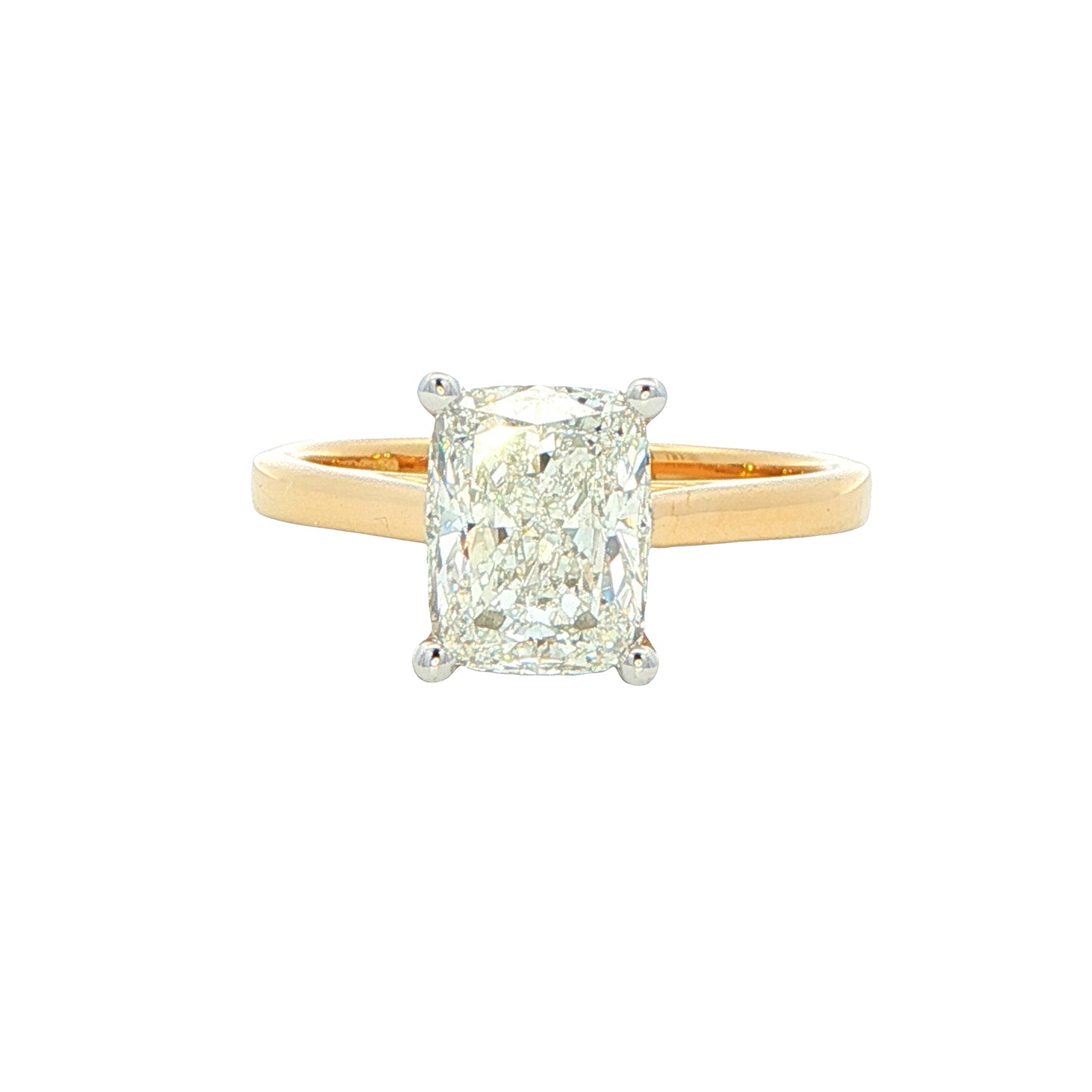 Elongated Cushion shaped diamond solitaire ring - 2.02cts