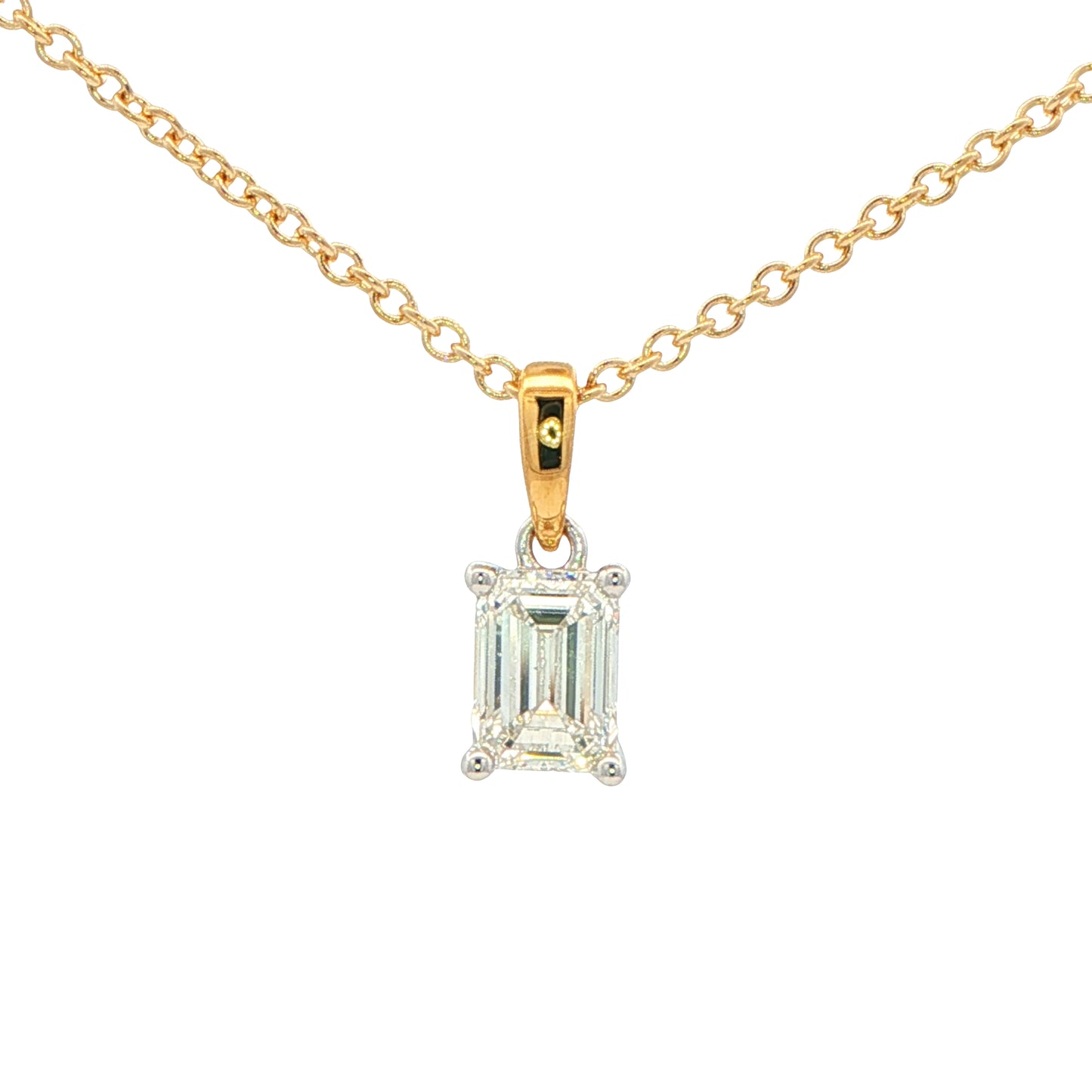 Emerald cut diamond solitaire pendant - 0.80cts