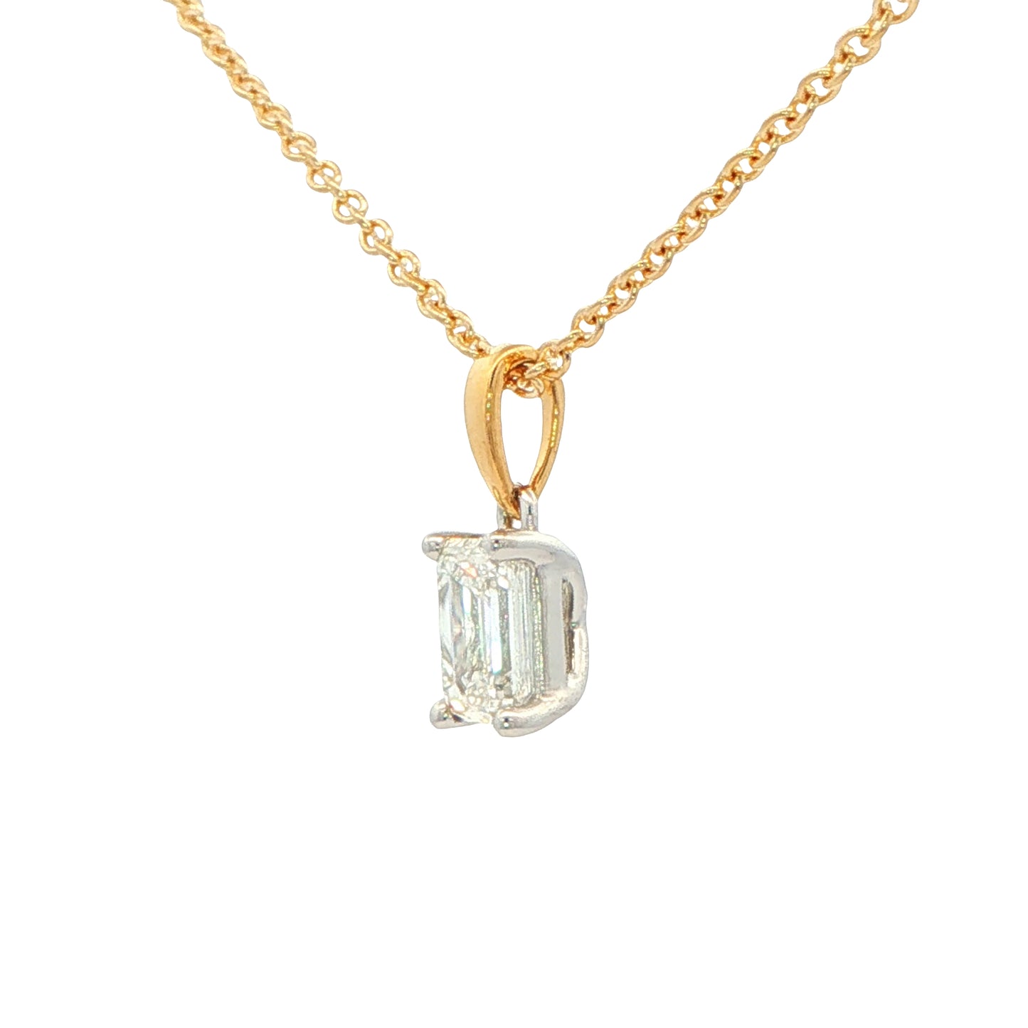 Emerald cut diamond solitaire pendant - 0.80cts
