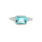 Octagonal shaped Aquamarine Ring with diamond set shoulders
