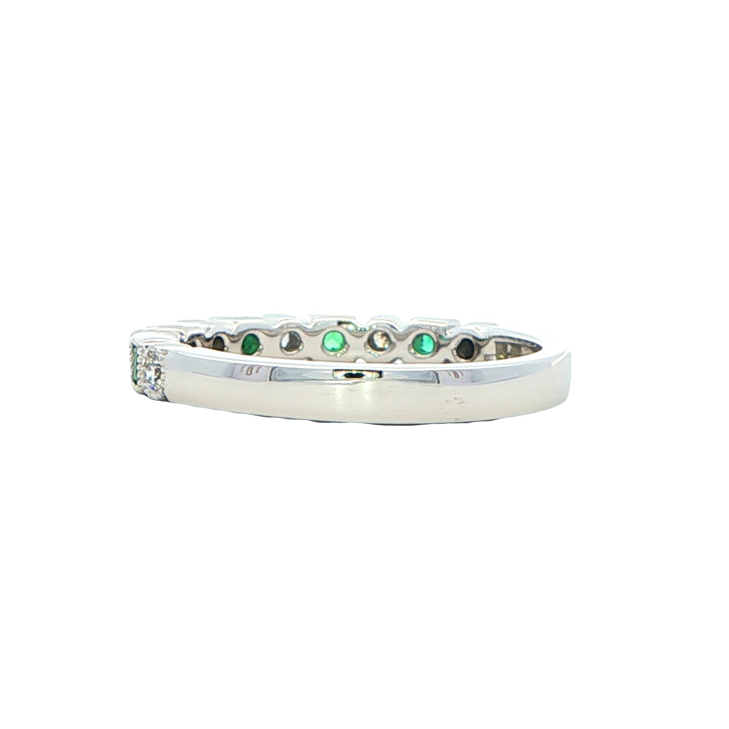 Square Emerald and round brilliant cut diamond eternity style ring Gardiner Brothers