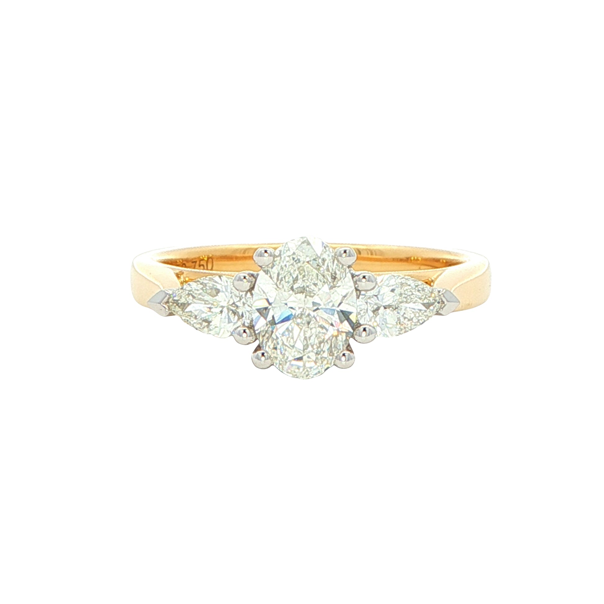 Oval and pear shaped diamond 3 stone ring - 1.09cts Gardiner Brothers