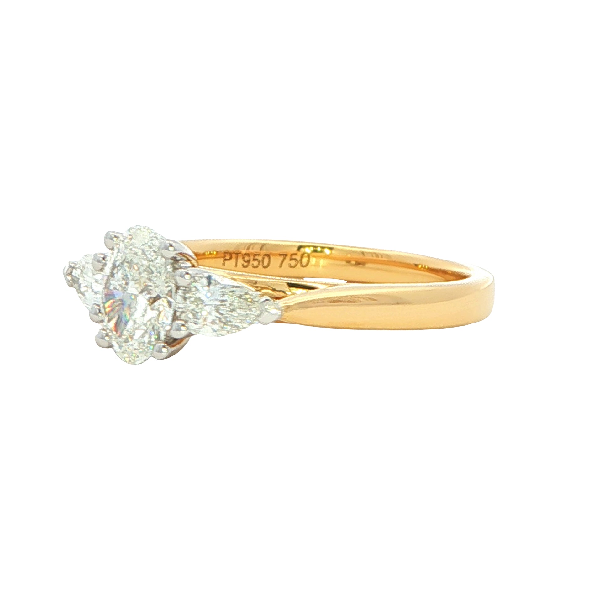 Oval and pear shaped diamond 3 stone ring - 1.09cts Gardiner Brothers
