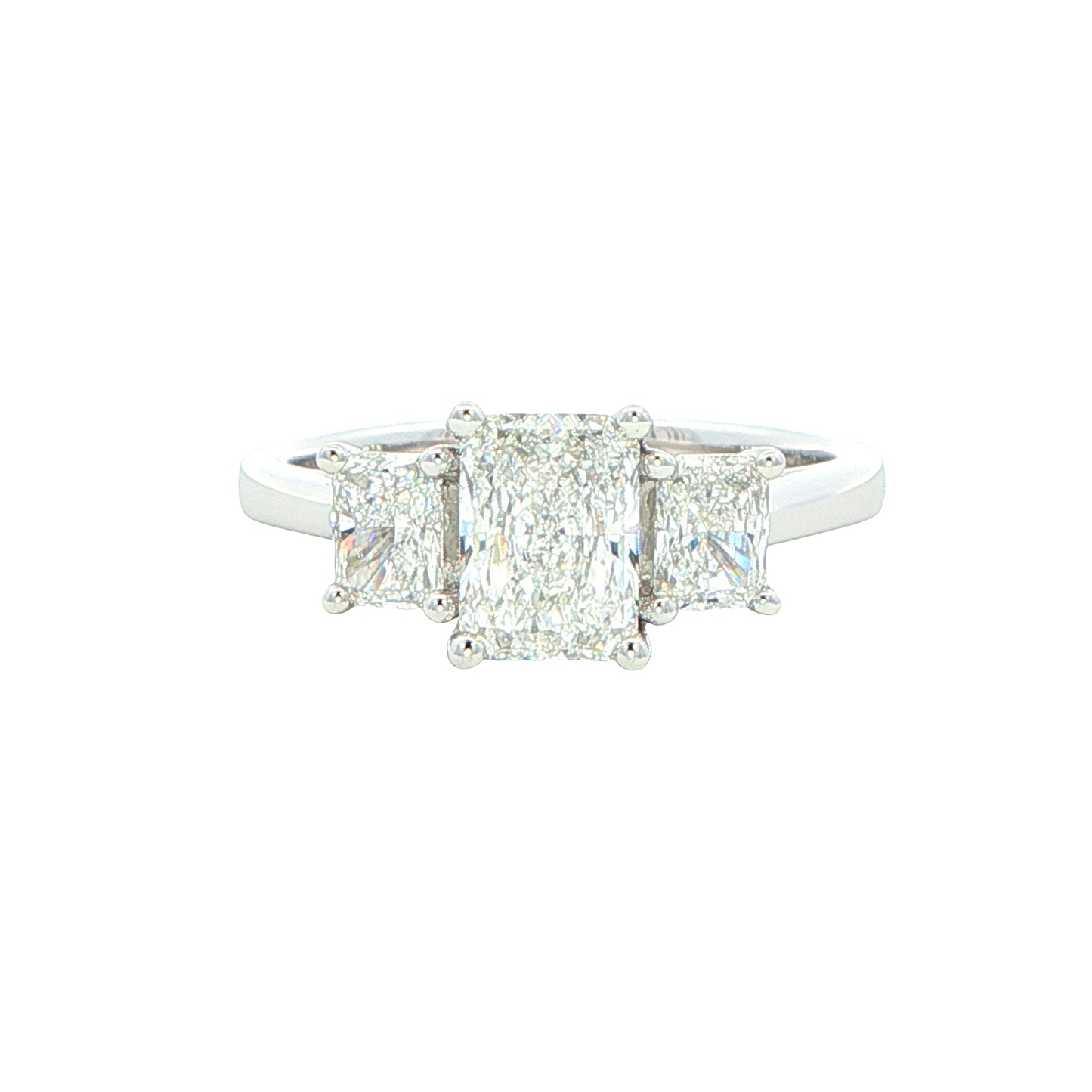 Platinum Radiant cut diamond 3 stone ring - 1.65cts Gardiner Brothers
