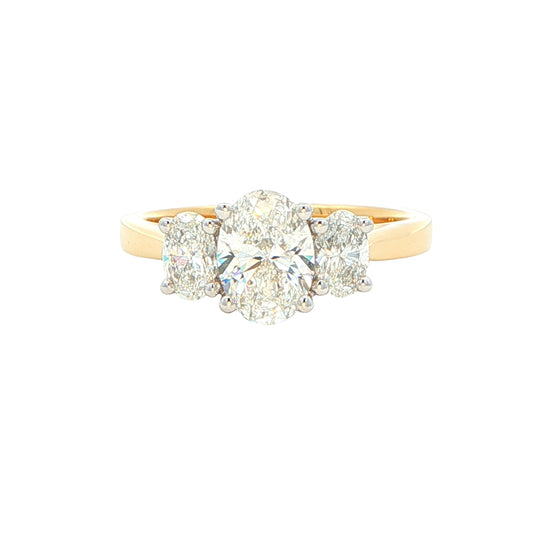 Oval shaped diamond 3 stone ring - 1.43cts Gardiner Brothers