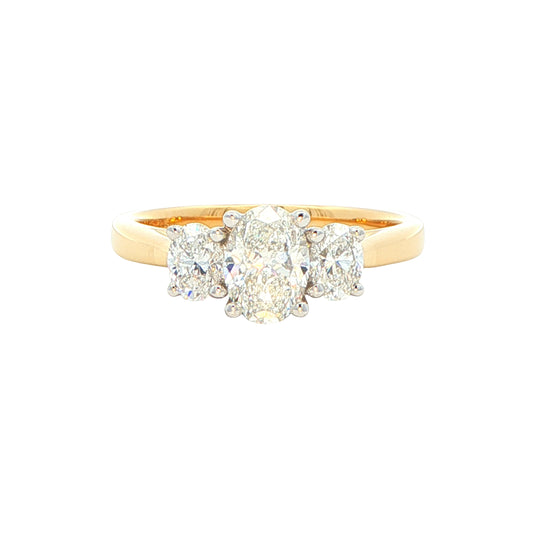 Oval shaped diamond 3 stone ring - 1.14cts Gardiner Brothers