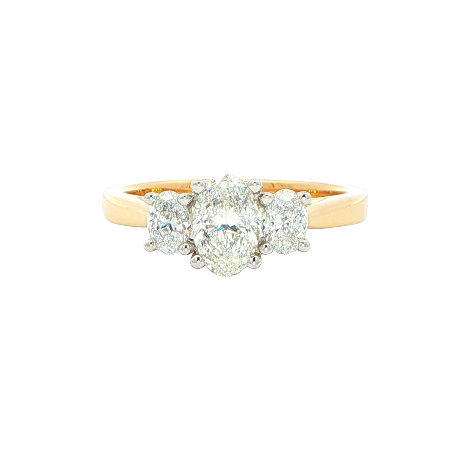 Yellow Gold Oval shaped diamond 3 stone ring - 1.00cts Gardiner Brothers
