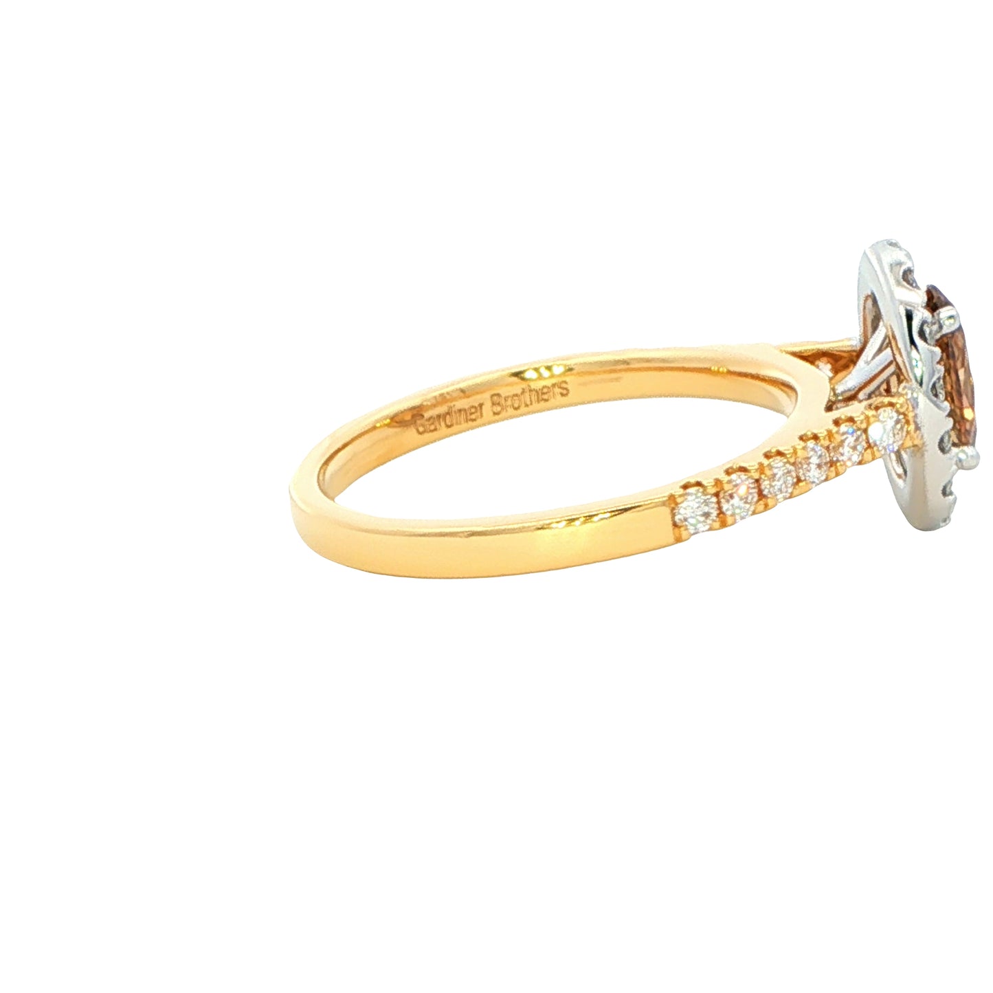 Oval shaped Cognac diamond halo cluster style ring - 1.20cts Gardiner Brothers