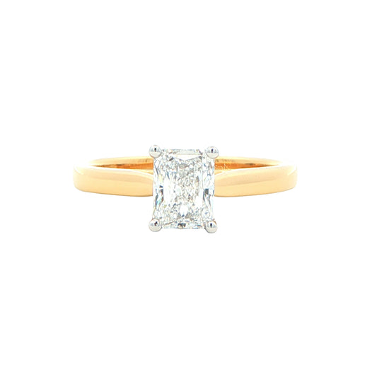 Yellow gold radiant cut diamond solitaire ring - 0.90cts Gardiner Brothers