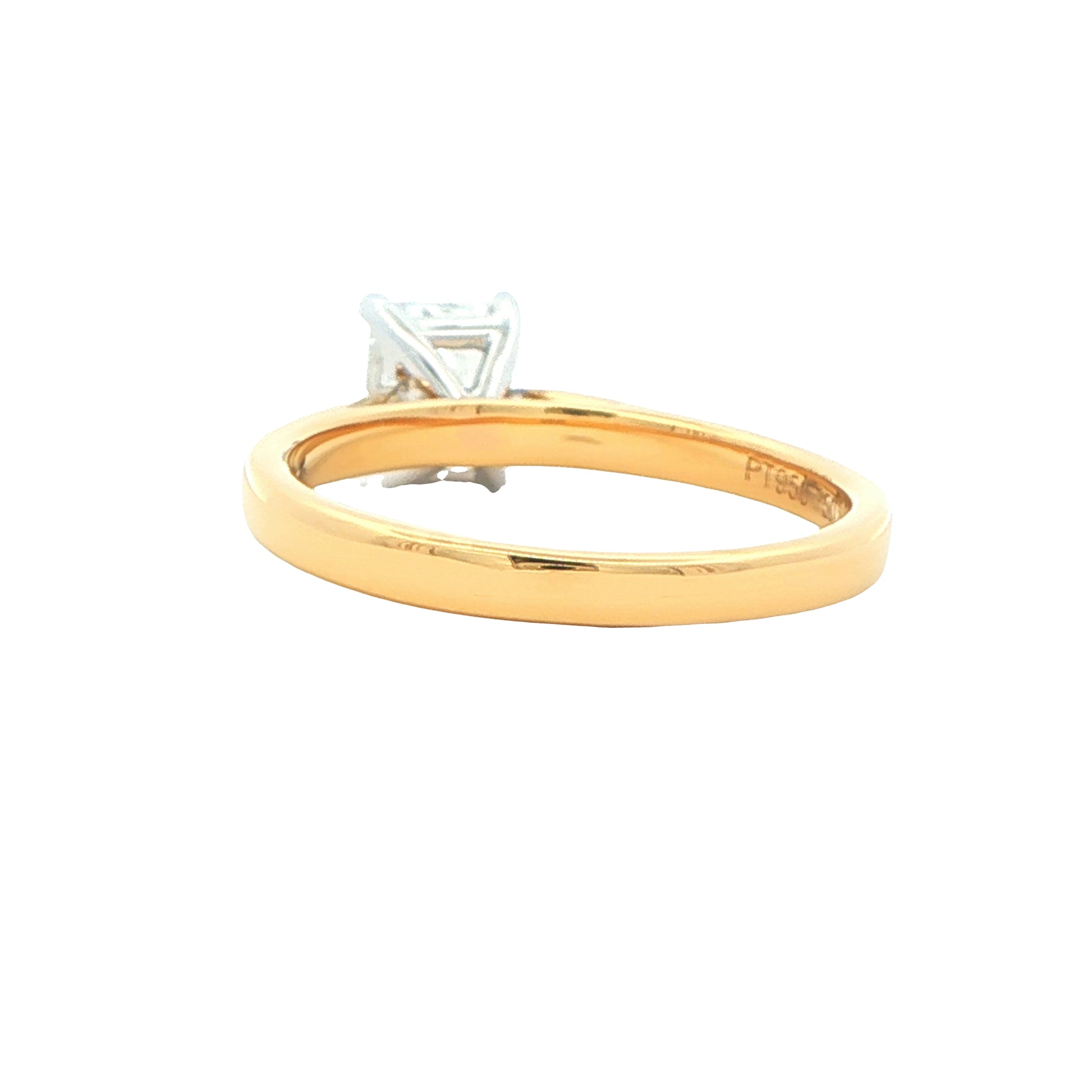 Yellow gold radiant cut diamond solitaire ring - 0.90cts Gardiner Brothers