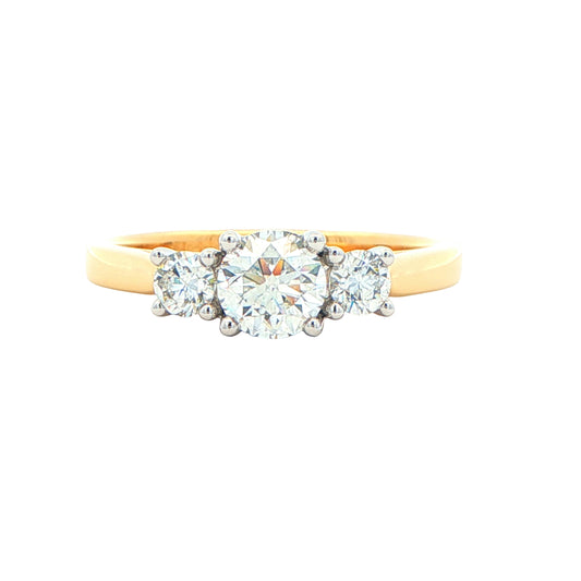Yellow Gold Round Brilliant Cut Diamond 3 Stone Ring - 1.00cts Gardiner Brothers