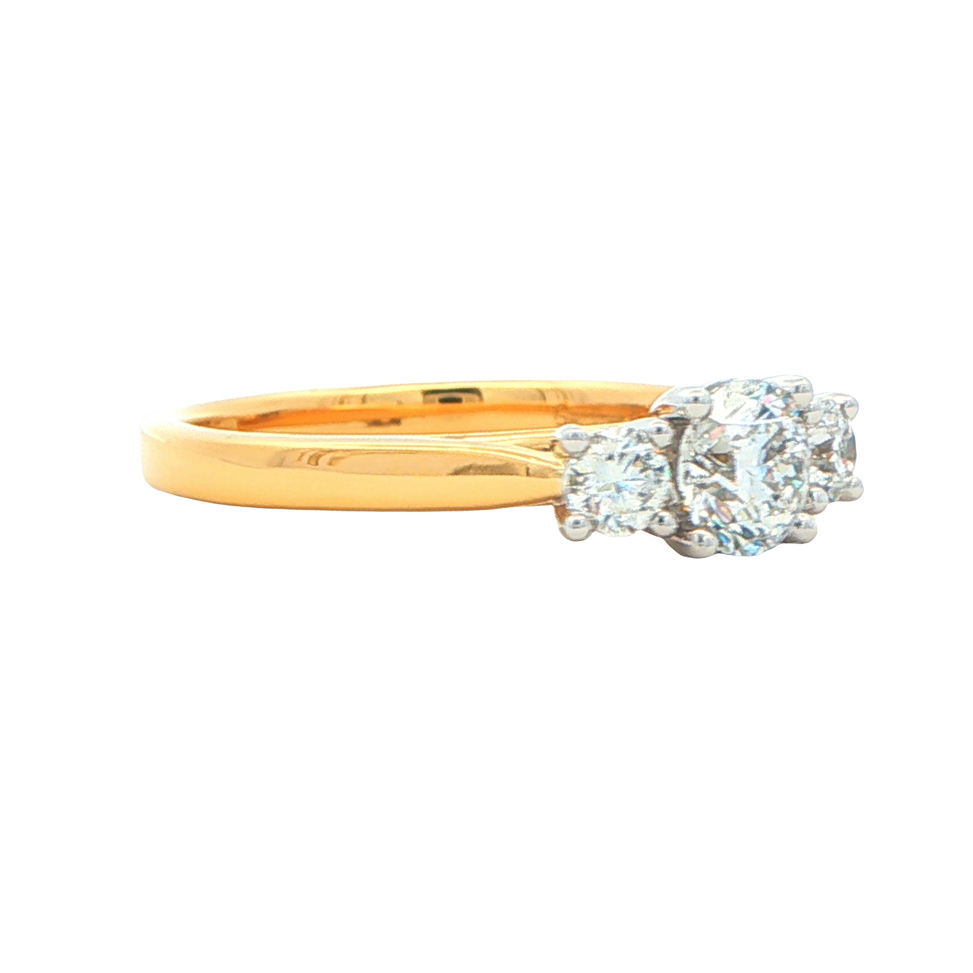Yellow Gold Round Brilliant Cut Diamond 3 Stone Ring - 1.00cts Gardiner Brothers