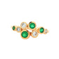 Round Emerald and round brilliant cut diamond bubble style ring Gardiner Brothers