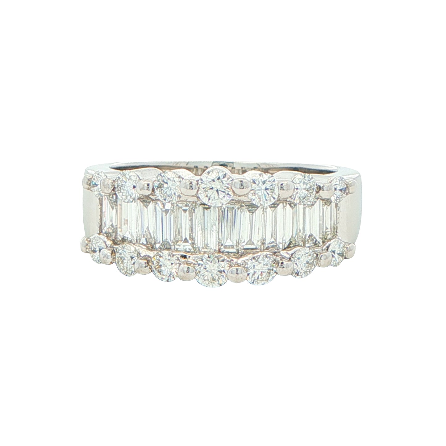 Round Brilliant and Baguette Cut Diamond Ring -1.40cts Gardiner Brothers