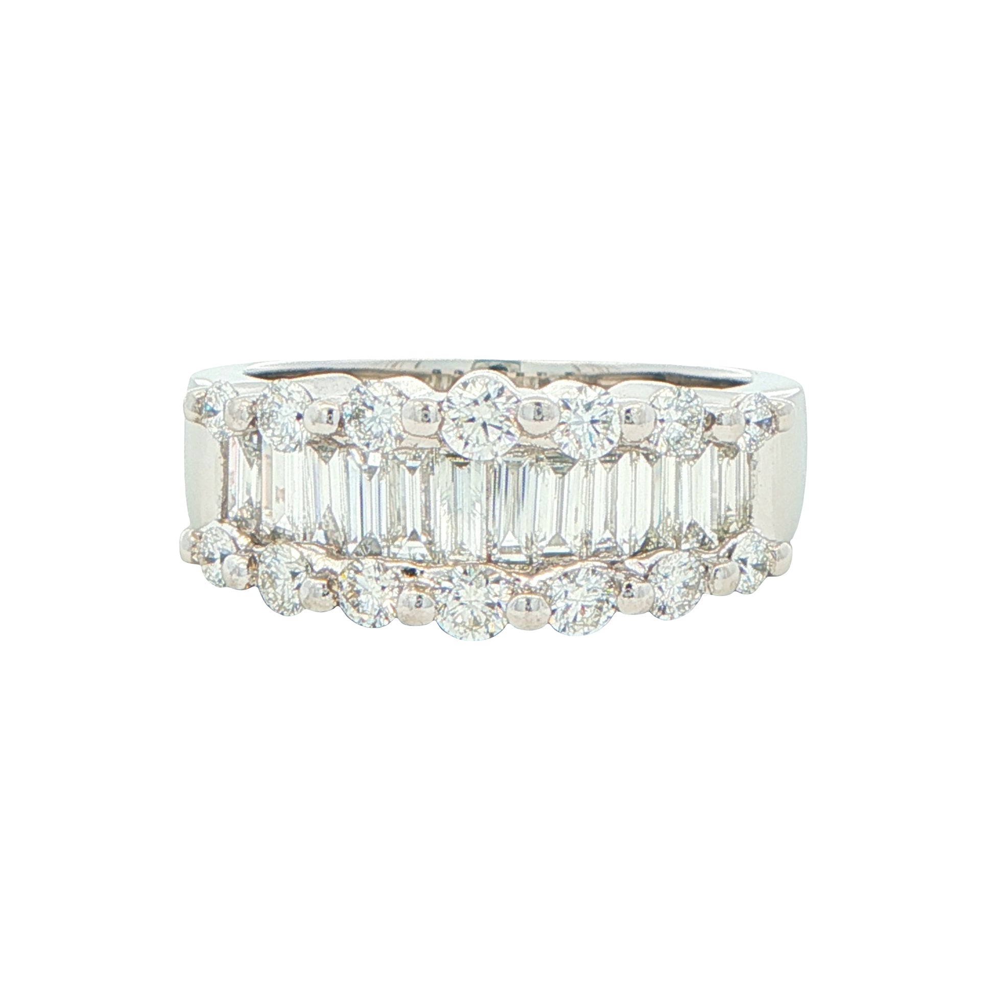 Round Brilliant and Baguette Cut Diamond Ring -1.40cts Gardiner Brothers