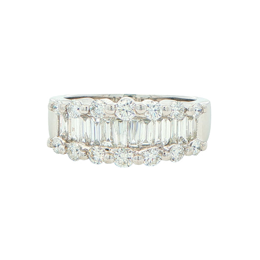 Round Brilliant and Baguette Cut Diamond Ring -1.40cts Gardiner Brothers