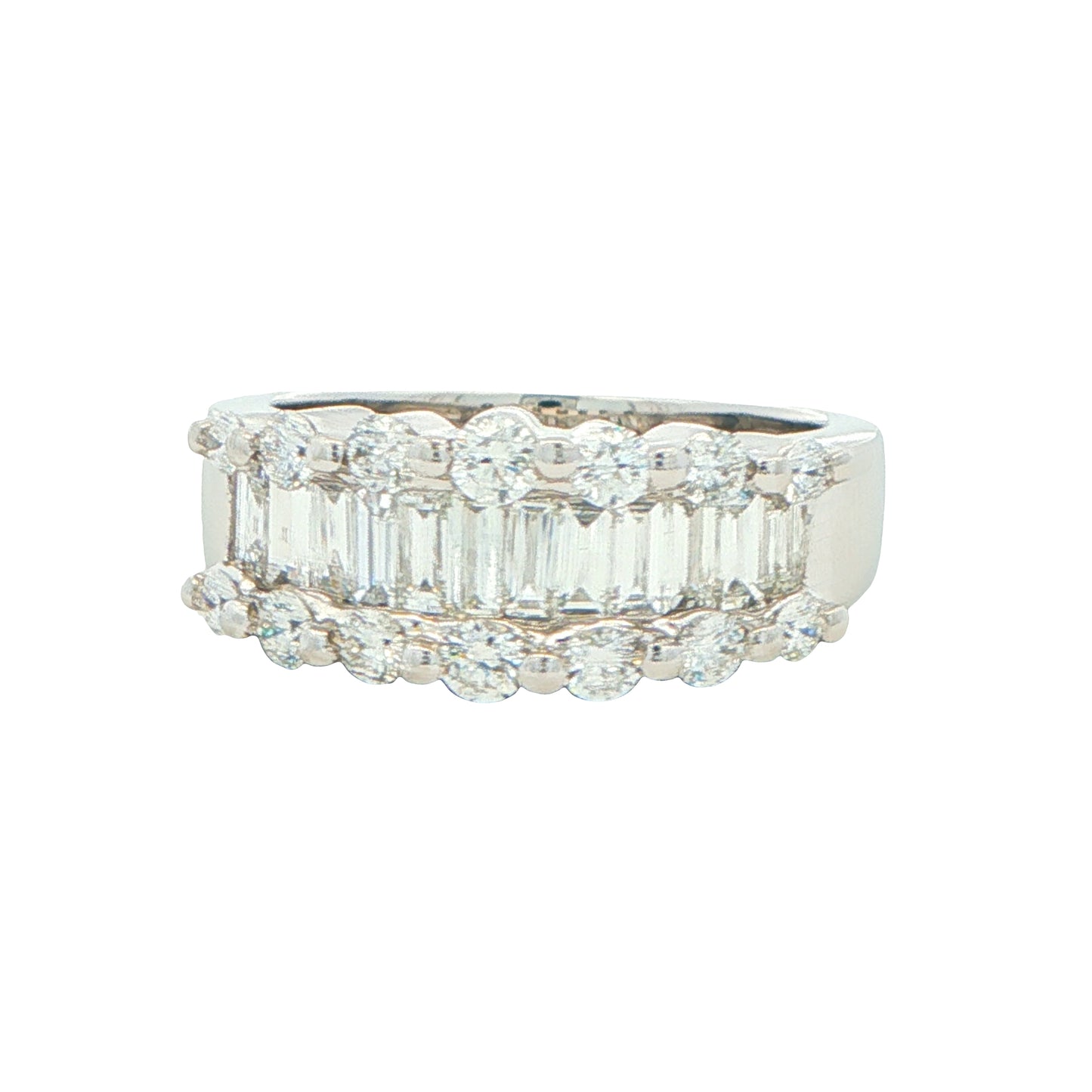Round Brilliant and Baguette Cut Diamond Ring -1.40cts Gardiner Brothers